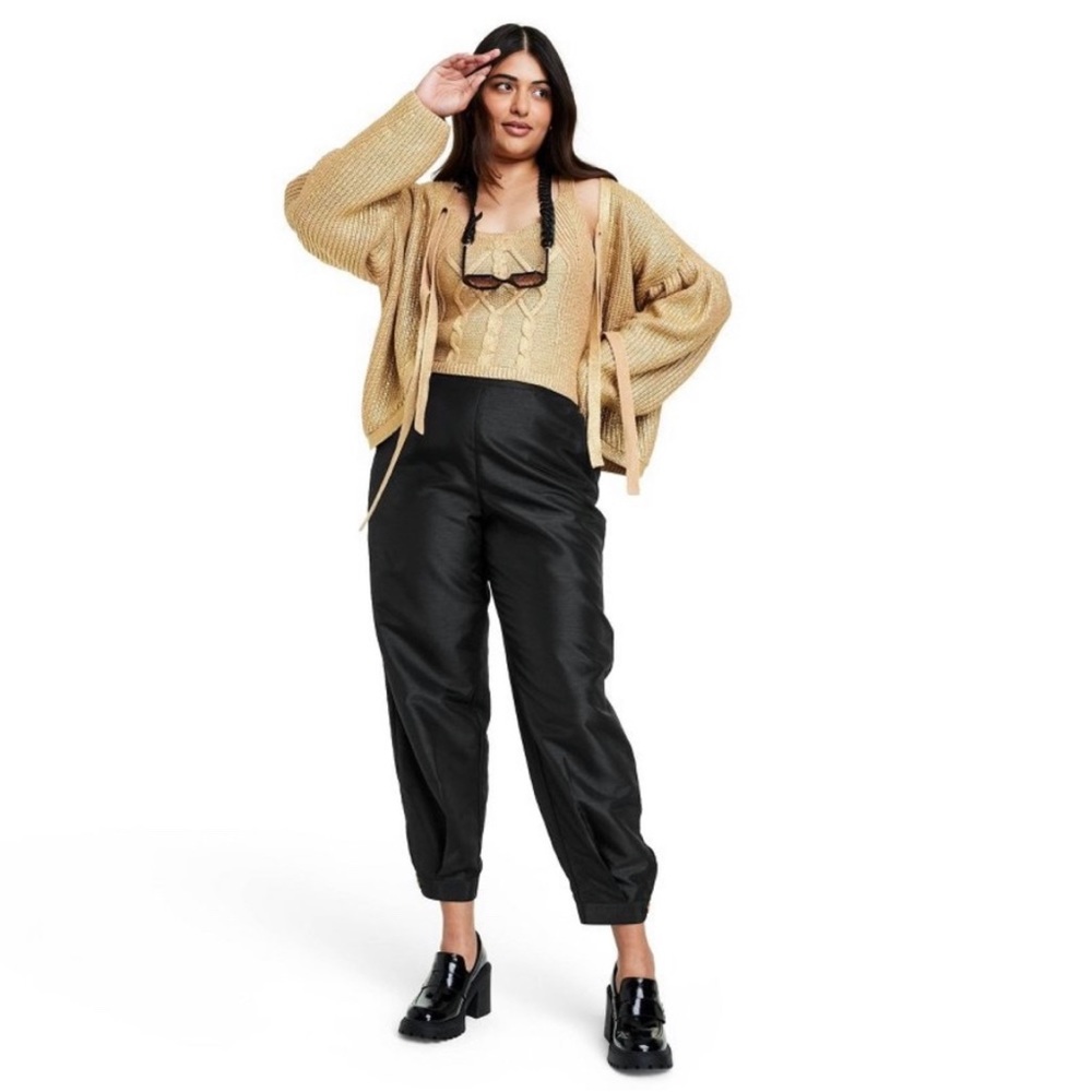 KIKA VARGAS x by Target Black Tapered Pants with scalloped pockets Size M